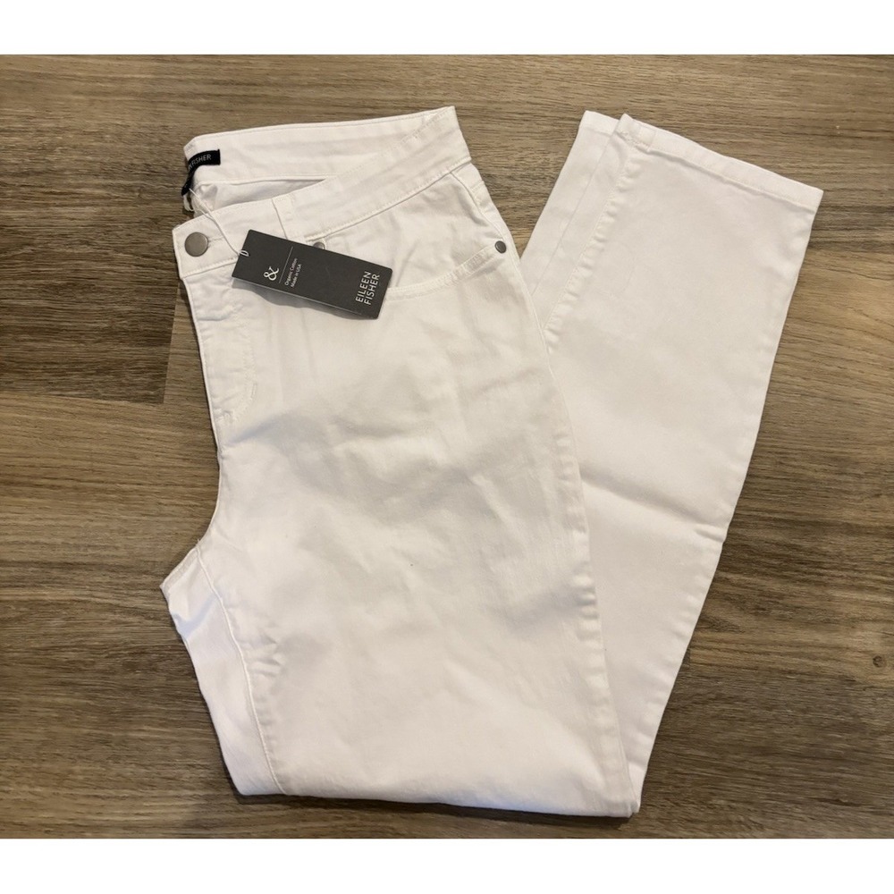 NWT Eileen Fisher Women's White Skinny Ankle Jeans Size 12 New $178 Msrp